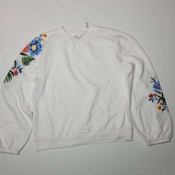 NEW S Johnny Was style embroidered floral cuffed oversized sweatshirt small NWT - Picture 10 of 10